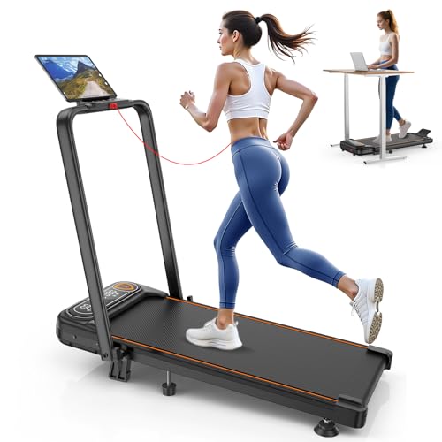 Treadmill Walking Pad with 12% Incline, 3.5HP Ultra-Quiet Motor & 350lbs Capacity, 4-in-1 Foldable Under Desk Treadmill with App & Remote Control, Portable for Home Office