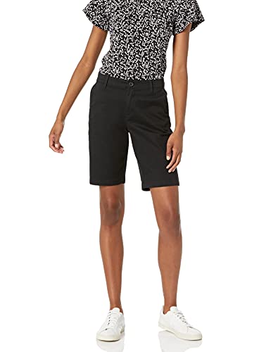 Amazon Essentials Bermuda Kaki Taille Mi-Haute, Entrejambe de 25cm, Coupe Ajustée Femme, Noir, 36