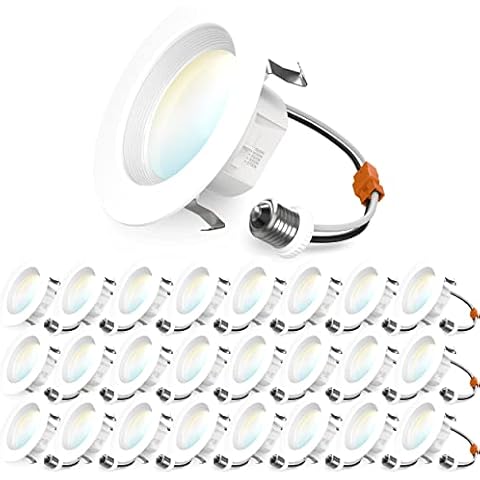 Sunco Lighting 24 Pack 4 Inch LED Can Lights Retrofit Recessed Lighting, Selectable 2700K/3000K/3500K/4000K/5000K Dimmable, Baffle Trim, 11W=40W, 660 LM, Replacement Conversion Kit, UL Energy Star Cover