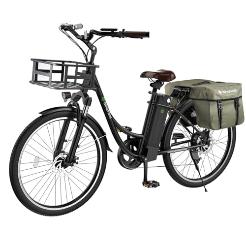 isinwheel U2/Ucity Electric Bike for Adults, 26" 750W Peak Ebike Upto 90km & 32km/h, 13/10.6Ah Removable Battery, Electric Bicycle with 35-Speed, Dual Suspension & LCD Display for City Commu