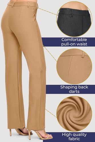ICONOFLASH Women’s Stretch Ponte Dress Pants - Straight Leg Pull-On Mid Rise Casual Trousers Work Pants Small-XXXL3