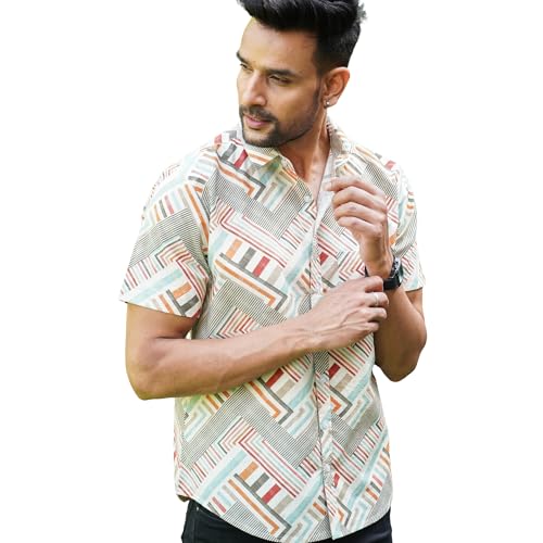 Image of Men's Multicolor Cotton Checked Casual Printed Shirt
