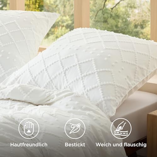 BEDSURE Weiß Boho Bettwäsche 3tlg - 200x200 cm – Ansicht 3