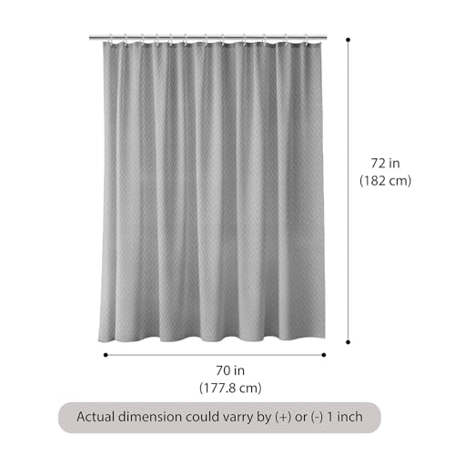 Image of Wakefit Shower Curtain 6 Feet | Waterproof Bathroom Curtain | PVC-Free, No Plastic Smell | Curtain for Balcony | Machine Washable Fabric | Grey | Height 6ft & Width 6ft | 14 Free Hooks