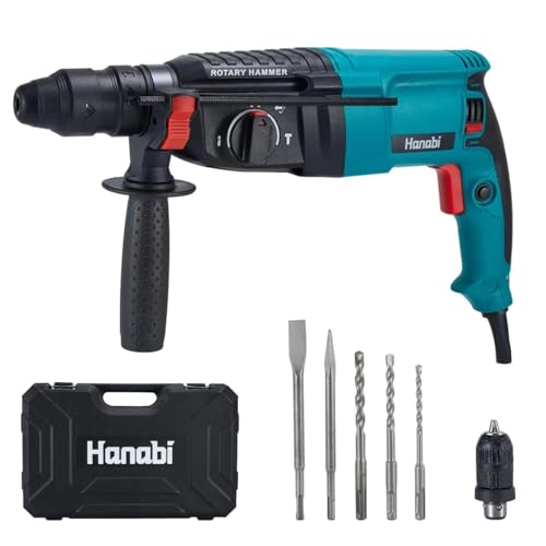 Hanabi Furadeira De Impacto 220V Martelete Rompedor Profissional 1300W SDS-Plus 3800rpm 2.8J 26mm com Maleta Limitador de Profundidade