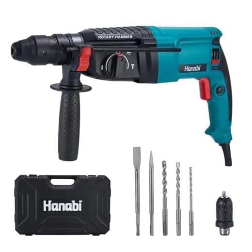 Hanabi Furadeira De Impacto 110V Martelete Rompedor 1300W com Maleta 26mm 2.8J 3800rpm 3 Funções com Maleta Velocidade Variável E Reversível