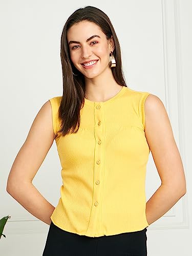 Image of Modeve Women Ribbed Sleeveless Fitted Top for Summer