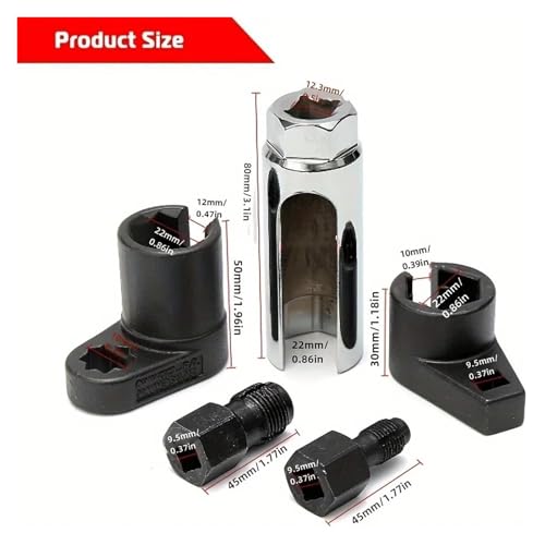 Juego de 5 llaves para sensor de oxígeno 3/8" y 1/2" miniatura 2