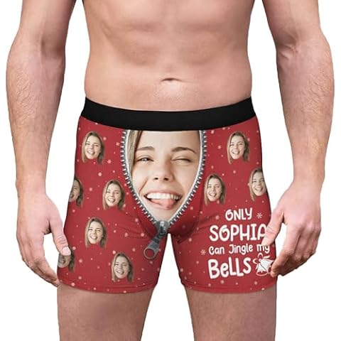 LASFOUR Custom Photo Jingle My Balls Underwear For Men, Personalized Jingle My Bells Underware With Face, Customized Boxers For Men, Funny Mens Christmas Boxer Multi Cover