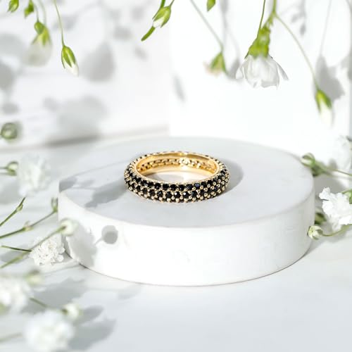 Lab Created Black Diamond Eternity Ring in Gold for Women, 2.25 cttw, Aaaa Quality4