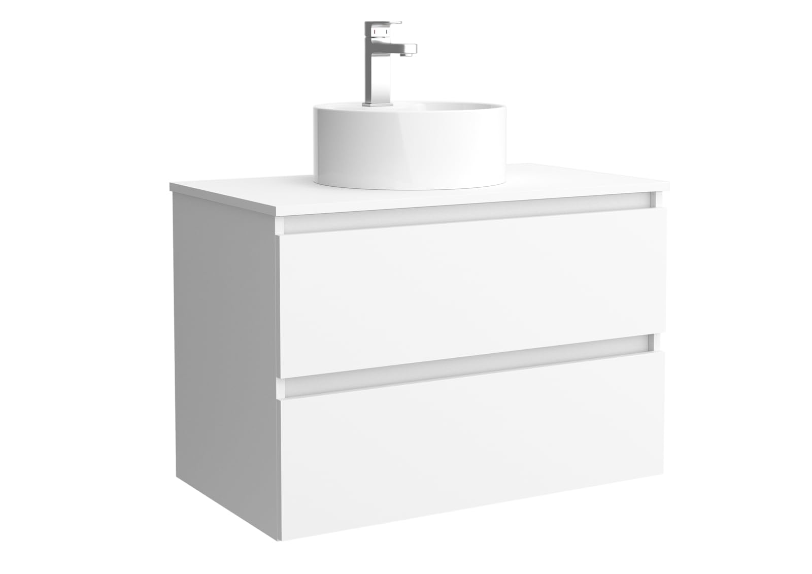Mueble de baño Bequia 80 cm con Lavabo 100% montado de fábrica | Acabado Blanco Mate suspendido 2 cajones Cierre amortiguado Apertura con uñero | Lavabo sobre encimera | Marca Salgar