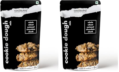 Image of Cocosutra Cookie Dough Mix - Whole Wheat Oatmeal Chocolate Chunk | with natural ingredients| 3 Easy Steps for Perfect Cookies - Whisk, Scoop & Bake | Instant Baking Mix | 220 g (Pack of 2)
