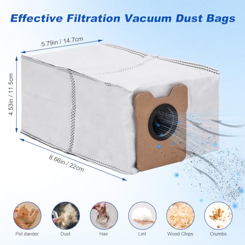 Image of Dust Bags Compatible with Eufy C20 / C10 Omni Robot Vacuum Cleaner Large Capacity Dust Bag Eufy Vacuum Bags Replacement Parts Accessories Kit Effective Filtration Vacuum Dust Bags (12 Pack)