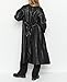 Leyoutx Women's Casual PU Leather Long Jacket Lapel Open Front Trench Coat with Belt (Large, Black)