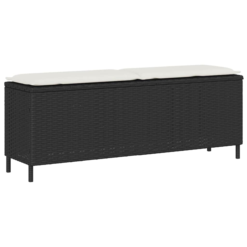 Vidaxl Gartenbank mit Kissen - Schwarzer Polyrattan - Stahlrahmen - UV-Resistent - Ideal für Terrasse, Garten oder Deck - 110x30x40,5cm