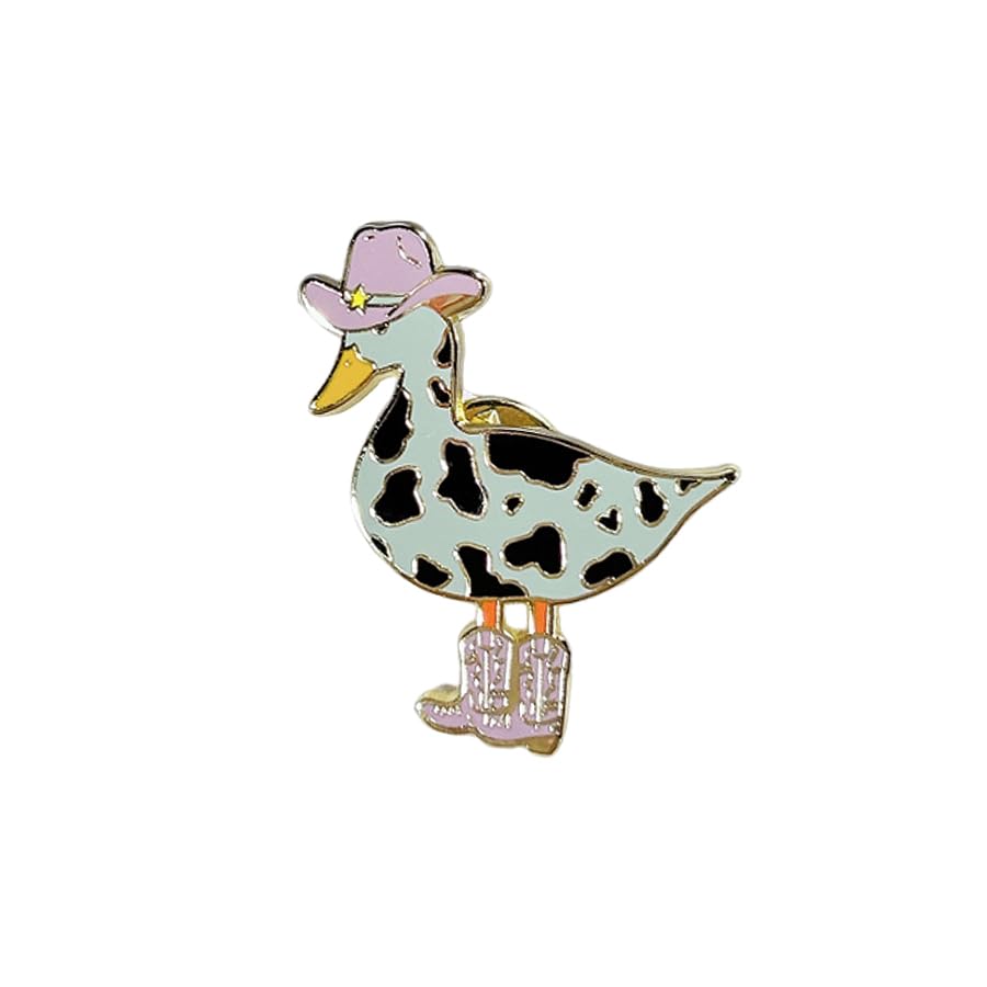 Cute Cartoon Cowboy Duck Brooch Pin For Women Girls Boy Funny Novelty Animal Cowgirls Hat Boots Lapel Enamel Pins Kawaii Corsage Clips Badges Button Jewelry Gifts For Backpacks Clothing Bags Hats