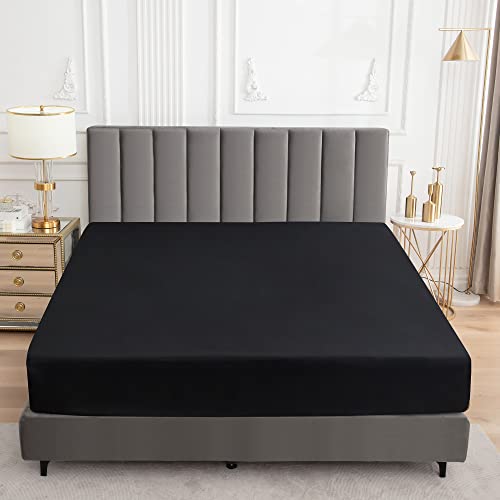 Sufdari Mattress Protector,Waterproof 18 Inch Deep Pocket Mattress Cover Fitted Sheet Style With Elastic Rubber Band,Washable And Easy Care-Black,Queen thumb #2