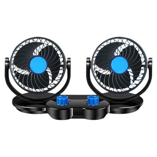 Genérico Ventilador De Coche Para El Asiento Trasero,Ventilador USB Doble Cabezal Para Automóvil | Circulador Silencioso Con Rotación 360 Grados Y 3 Velocidades Para Camiones, Hogar Y Oficina