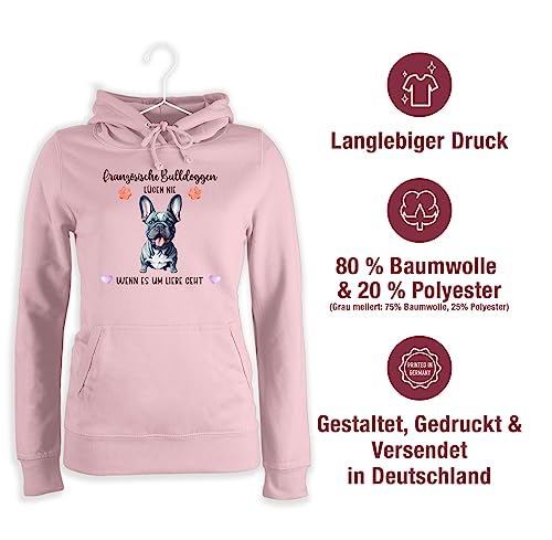 Pullover Damen Hoodie Frauen - Hunde - Französische Bulldogge - Geschenk Hundebesitzern - L - Hellrosa - französische Damen+Pullover+mit+hundemotiv Hundebesitzer Bulldoggen hundemotiven. Hund