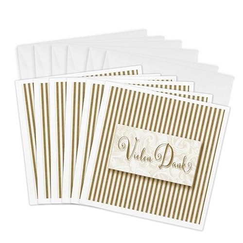 Greeting Cards - German Language Thank You Vielen Dank Golden Hues with Linen White - 6 Pack - Sentiments