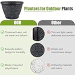 4 Pack 10 Inch Plant Pot for Outdoor Indoor, Plastic Flower Pots with Drainage Hole & Saucer, Lightweight Small Resin Flower Pot, Imitation Magnolia Pots for Garden House Planters（Gray） - Image 5