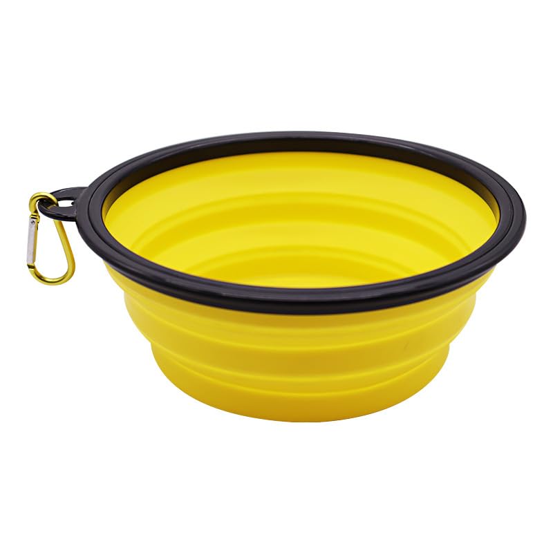 Collapsible Dog Bowls for Travel,Dog Portable Water Bowl for Dogs Cats Pet Foldable Feeding Watering Dish for Traveling Camping Walking (Yellow,2100ml)