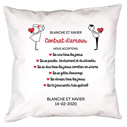 My original gift Cadeau pour Couples Personnalisable: Coussin «contrat d'amour» personnalisé avec Les prénoms, Date et Texte Que Vous désirez Cover