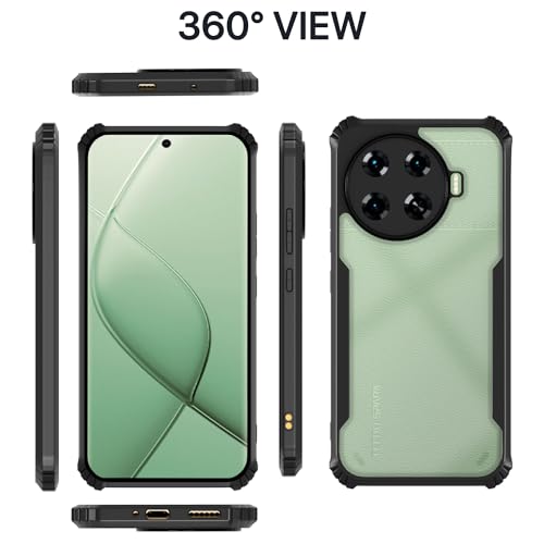 Image of Pikkme Techno Spark 20 Pro Plus 5G Back Cover | Crystal Clear Transparent Back | Ultra Hyrbid | Full Camera Protection | Raised Edge | Bumper Back Case (Black)