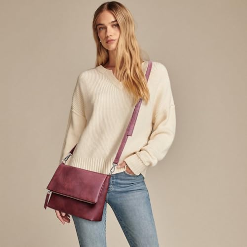 Image of KALIDI Vintage Vegan Leather Crossbody Bag PU Shoulder Bag Handbag Multiple Pockets Adjustable Removable Strap Women