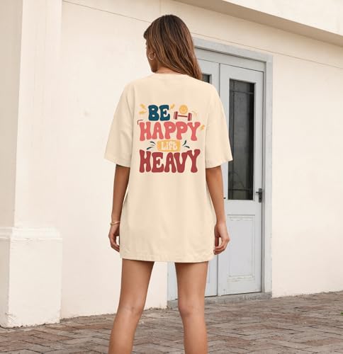 Eatbook Funny Oversized Workout Shirts for Women Gym Lift Heavy Graphic Tee — view 3