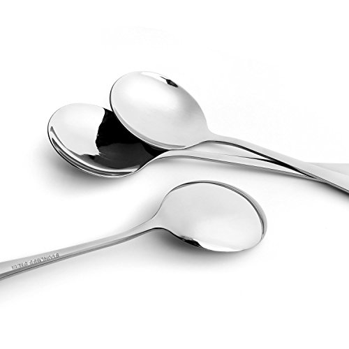 Soup Spoons, Amovee Wholesale Stainless Steel Alpha Round Spoons, Set Of 8 #TOP3