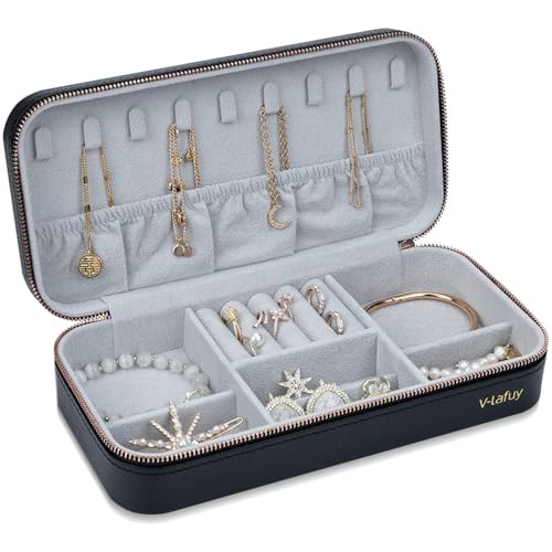 V-LAFUY Travel Jewelry Organizer Case Black C