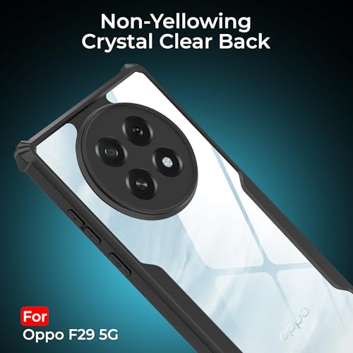 Image of A rtistque Clear Hard Transparent Acrylic Armor Anti-Drop Shockproof TPU Edge Back Cover Case for Oppo F29 5G - Black