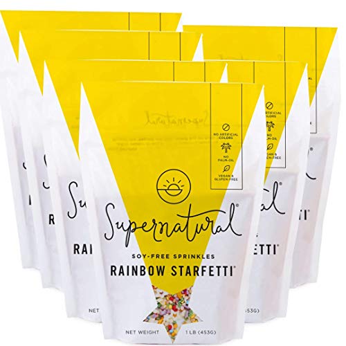 Image of Supernatural Rainbow Starfetti Natural Confetti Sprinkles, Star Shapes, Dye Free, Soy Free, Gluten Free, Vegan, 1lb (Pack of 6)