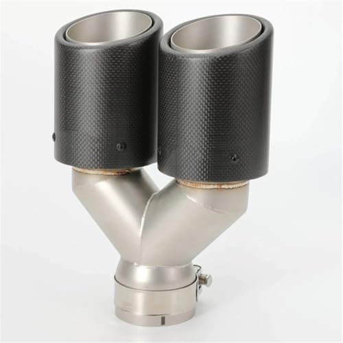 Silenciador tubo escape decoración con doble salida 101mm y entrada 54mm en carbono mate