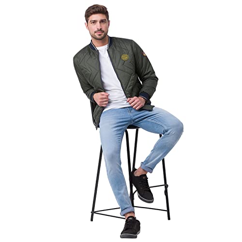 Image of Spykar Charcoal Standard Length Polyester Full Sleeve Casual Jacket For Men