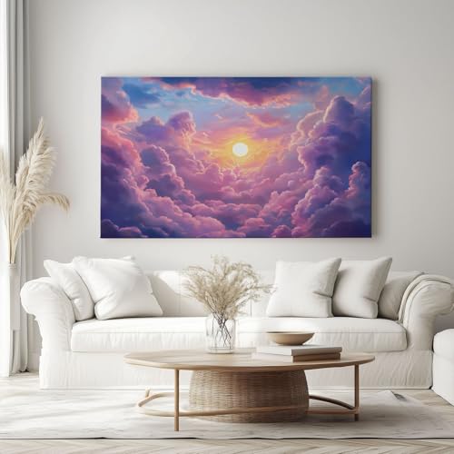 Genérico Surrealismo Decorativos Cuadro Nubes Al Amanecer Moderno Cuadro Lienzo Para Salón Dormitorio Comedor Oficina Decoración Pared 120 x 60 cm Sin Marco Decorativos Cuadro