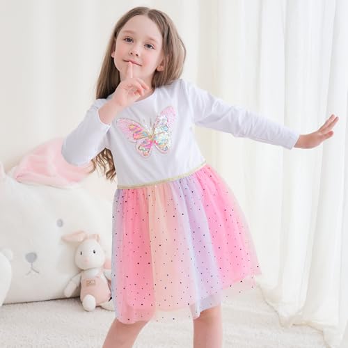 Girls Tulle Dresses Toddler Long Sleeve Sparkle Tutu Dress Kids Clothes Party Gifts Outfits2