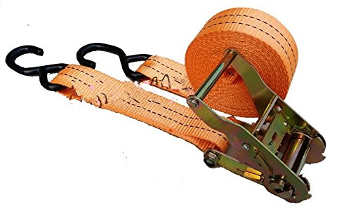 GOWE 1.5",38MM,2TX2M-8M, S Hook, Ratchet tie Down Cargo Lashing auto Motor Shipping Package Strap Shipment Belt Assembly Sling Length:4M