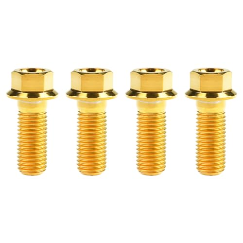 Image of Titanium Bolt M12 30 35 40 45 50 55 60 65 70 75 80 85 90mm Hex Small Flange Head for Motorcycle Car Modification Pack of 4 (M12x30mm Pitch 1.25, Gold)