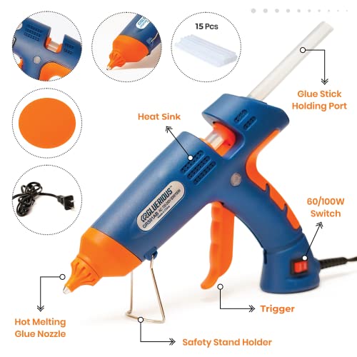 Hot Glue Gun Kit, Gluerious Dual Temp Glue Gun With 15 Hot Glue Sticks, 60W/100W Full Size Glue Gun For Crafts & Heavy Duty (Full Size) #TOP1