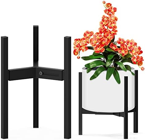 DDPow Adjustable Plant Stand 3 Legs Heavy Duty for 8"-12" Plant Pots, Plant Stand Indoor, Plant Stand Outdoor, Plant Stand Corner, Metal Plant Stand, Black Plant Stand(Black 1 Pack)