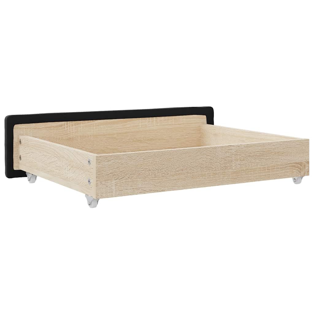 vidaXL Cassetti da Letto 2pz Neri in Legno Multistrato e Tessuto
