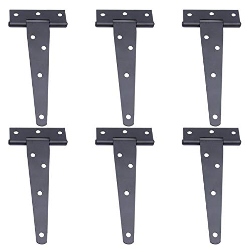 Hemoton 6 Piezas 5 Pulgadas Bisagras en Forma de T Bisagra de Puerta de Hierro a Prueba de Herrumbre Bisagras de Correa T Vallas de Madera Puertas de Puerta Bisagras Herrajes (Negro)