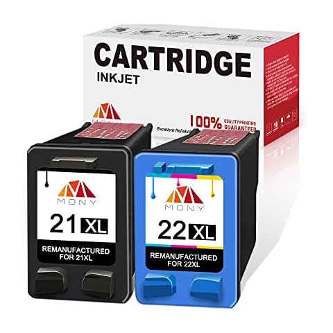 Mony Remanufactured 21XL 22XL Replacement for hp 21 22 Ink Cartridges for DeskJet 3940 D1470 D1460 D2460 D2360 F380 F2290 F2180 F2280 OfficeJet 4315 PSC 1410 (1 Black, 1 Colour) Combo Pack Cover