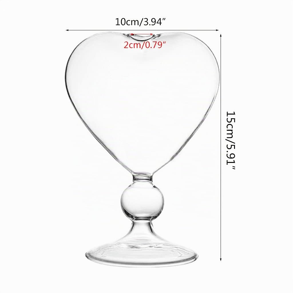 BYUTFA Jarrón con Forma de corazón de Cristal, Maceta de Escritorio, jarrón de pie, contenedor para decoración del hogar