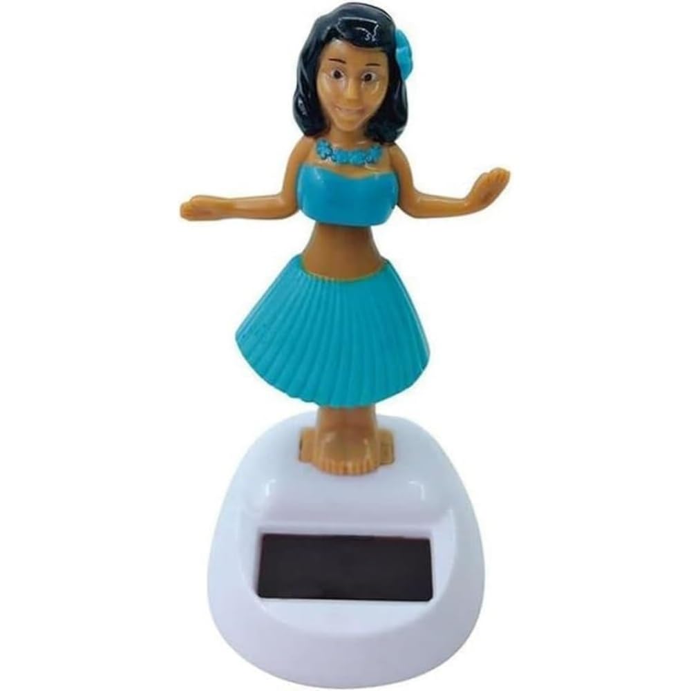Solar Bobblehead, Solar Powered Dancing Hula Girl Dashboard Decorations Swinging Bobbleheads Collection Figurines for Auto Interior Home Decor Solar Power Kits Learning and Education Blue