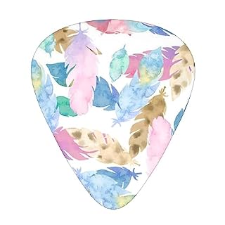 Lot de 12 médiators tendance et durables en forme de plume aquarelle pour guitare électrique et basse - Les Beatles, Paul McCartney, John Lennon, RIngo Starr, George Harrison