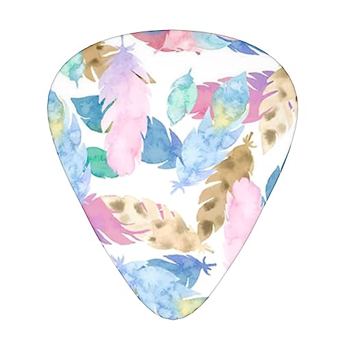Lot de 12 médiators tendance et durables en forme de plume aquarelle pour guitare électrique et basse - Les Beatles, Paul McCartney, John Lennon, RIngo Starr, George Harrison Lot de 12 médiators tendance et durables en forme de plume aquarelle pour guitare électrique et basse