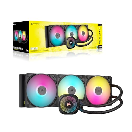 Corsair iCUE Link Titan 420 RX Refroidisseur Liquide RGB pour CPU – 420mm AIO – Faible Bruit – Intel LGA 1851/1700, AMD AM5/AM4 – 3 Ventilateurs RX140 RGB – Hub Syst ème iCUE Link Inclus – Noir